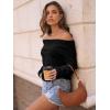 imageLILLUSORY Womens Off The Shoulder Sweater Oversized Batwing Sleeve Loose Pullover Sweaters TopsBlack