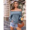 imageLILLUSORY Womens Off The Shoulder Sweater Oversized Batwing Sleeve Loose Pullover Sweaters TopsBlue