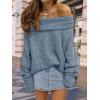 imageLILLUSORY Womens Off The Shoulder Sweater Oversized Batwing Sleeve Loose Pullover Sweaters TopsBlue