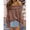 imageLILLUSORY Womens Off The Shoulder Sweater Oversized Batwing Sleeve Loose Pullover Sweaters TopsCaramel