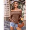 imageLILLUSORY Womens Off The Shoulder Sweater Oversized Batwing Sleeve Loose Pullover Sweaters TopsCaramel