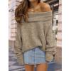 imageLILLUSORY Womens Off The Shoulder Sweater Oversized Batwing Sleeve Loose Pullover Sweaters TopsDarkapricot