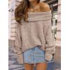 imageLILLUSORY Womens Off The Shoulder Sweater Oversized Batwing Sleeve Loose Pullover Sweaters TopsKhaki