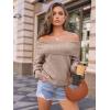 imageLILLUSORY Womens Off The Shoulder Sweater Oversized Batwing Sleeve Loose Pullover Sweaters TopsKhaki
