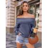 imageLILLUSORY Womens Off The Shoulder Sweater Oversized Batwing Sleeve Loose Pullover Sweaters TopsNavy Blue
