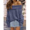 imageLILLUSORY Womens Off The Shoulder Sweater Oversized Batwing Sleeve Loose Pullover Sweaters TopsNavy Blue