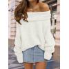 imageLILLUSORY Womens Off The Shoulder Sweater Oversized Batwing Sleeve Loose Pullover Sweaters TopsWhite