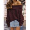 imageLILLUSORY Womens Off The Shoulder Sweater Oversized Batwing Sleeve Loose Pullover Sweaters TopsWine Red