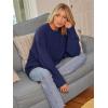 imageLILLUSORY Womens Oversized Sweaters Fuzzy Chunky Warm Pullover SweaterNavy Blue
