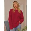 imageLILLUSORY Womens Oversized Sweaters Fuzzy Chunky Warm Pullover SweaterRuby Red