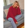 imageLILLUSORY Womens Oversized Sweaters Fuzzy Chunky Warm Pullover SweaterRuby Red