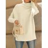 imageLILLUSORY Womens Oversized Turtleneck Sweaters Fall Batwing Sleeve Ribbed Tunic SweaterApricot