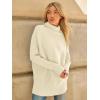 imageLILLUSORY Womens Oversized Turtleneck Sweaters Fall Batwing Sleeve Ribbed Tunic SweaterApricot