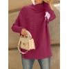 imageLILLUSORY Womens Oversized Turtleneck Sweaters Fall Batwing Sleeve Ribbed Tunic SweaterBerry