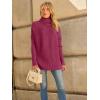imageLILLUSORY Womens Oversized Turtleneck Sweaters Fall Batwing Sleeve Ribbed Tunic SweaterBerry