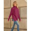 imageLILLUSORY Womens Oversized Turtleneck Sweaters Fall Batwing Sleeve Ribbed Tunic SweaterBerry