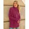 imageLILLUSORY Womens Oversized Turtleneck Sweaters Fall Batwing Sleeve Ribbed Tunic SweaterBerry