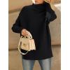 imageLILLUSORY Womens Oversized Turtleneck Sweaters Fall Batwing Sleeve Ribbed Tunic SweaterBlack