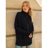 imageLILLUSORY Womens Oversized Turtleneck Sweaters Fall Batwing Sleeve Ribbed Tunic SweaterBlack