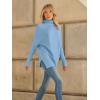 imageLILLUSORY Womens Oversized Turtleneck Sweaters Fall Batwing Sleeve Ribbed Tunic SweaterBlue