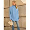 imageLILLUSORY Womens Oversized Turtleneck Sweaters Fall Batwing Sleeve Ribbed Tunic SweaterBlue