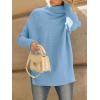 imageLILLUSORY Womens Oversized Turtleneck Sweaters Fall Batwing Sleeve Ribbed Tunic SweaterBlue