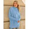 imageLILLUSORY Womens Oversized Turtleneck Sweaters Fall Batwing Sleeve Ribbed Tunic SweaterBlue