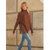 imageLILLUSORY Womens Oversized Turtleneck Sweaters Fall Batwing Sleeve Ribbed Tunic SweaterBrick Red