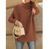 imageLILLUSORY Womens Oversized Turtleneck Sweaters Fall Batwing Sleeve Ribbed Tunic SweaterBrick Red