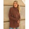 imageLILLUSORY Womens Oversized Turtleneck Sweaters Fall Batwing Sleeve Ribbed Tunic SweaterBrick Red