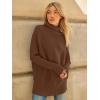 imageLILLUSORY Womens Oversized Turtleneck Sweaters Fall Batwing Sleeve Ribbed Tunic SweaterBrown