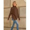 imageLILLUSORY Womens Oversized Turtleneck Sweaters Fall Batwing Sleeve Ribbed Tunic SweaterBrown