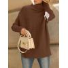 imageLILLUSORY Womens Oversized Turtleneck Sweaters Fall Batwing Sleeve Ribbed Tunic SweaterBrown