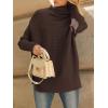 imageLILLUSORY Womens Oversized Turtleneck Sweaters Fall Batwing Sleeve Ribbed Tunic SweaterBrown