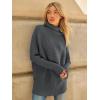 imageLILLUSORY Womens Oversized Turtleneck Sweaters Fall Batwing Sleeve Ribbed Tunic SweaterDeep Grey