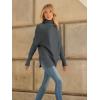 imageLILLUSORY Womens Oversized Turtleneck Sweaters Fall Batwing Sleeve Ribbed Tunic SweaterDeep Grey