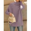 imageLILLUSORY Womens Oversized Turtleneck Sweaters Fall Batwing Sleeve Ribbed Tunic SweaterDusty Lilac