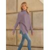 imageLILLUSORY Womens Oversized Turtleneck Sweaters Fall Batwing Sleeve Ribbed Tunic SweaterDusty Lilac