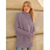 imageLILLUSORY Womens Oversized Turtleneck Sweaters Fall Batwing Sleeve Ribbed Tunic SweaterDusty Lilac