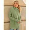 imageLILLUSORY Womens Oversized Turtleneck Sweaters Fall Batwing Sleeve Ribbed Tunic SweaterFruit Green