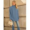 imageLILLUSORY Womens Oversized Turtleneck Sweaters Fall Batwing Sleeve Ribbed Tunic SweaterIndigo