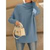 imageLILLUSORY Womens Oversized Turtleneck Sweaters Fall Batwing Sleeve Ribbed Tunic SweaterIndigo
