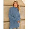 imageLILLUSORY Womens Oversized Turtleneck Sweaters Fall Batwing Sleeve Ribbed Tunic SweaterIndigo