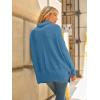 imageLILLUSORY Womens Oversized Turtleneck Sweaters Fall Batwing Sleeve Ribbed Tunic SweaterLake Blue