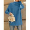 imageLILLUSORY Womens Oversized Turtleneck Sweaters Fall Batwing Sleeve Ribbed Tunic SweaterLake Blue