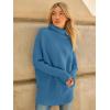 imageLILLUSORY Womens Oversized Turtleneck Sweaters Fall Batwing Sleeve Ribbed Tunic SweaterLake Blue