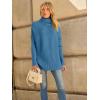imageLILLUSORY Womens Oversized Turtleneck Sweaters Fall Batwing Sleeve Ribbed Tunic SweaterLake Blue