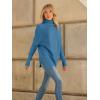 imageLILLUSORY Womens Oversized Turtleneck Sweaters Fall Batwing Sleeve Ribbed Tunic SweaterLake Blue