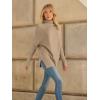 imageLILLUSORY Womens Oversized Turtleneck Sweaters Fall Batwing Sleeve Ribbed Tunic SweaterLight Apricot
