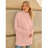imageLILLUSORY Womens Oversized Turtleneck Sweaters Fall Batwing Sleeve Ribbed Tunic SweaterLight Pink